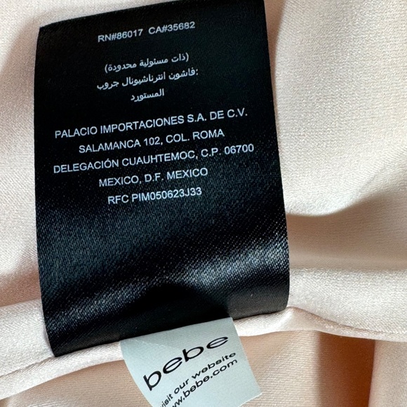 Bebe Elise Pale Pink Crepe Fitted Peplum Flutter Sleeve  Mini Dress Sz 00 - Picture 6 of 7